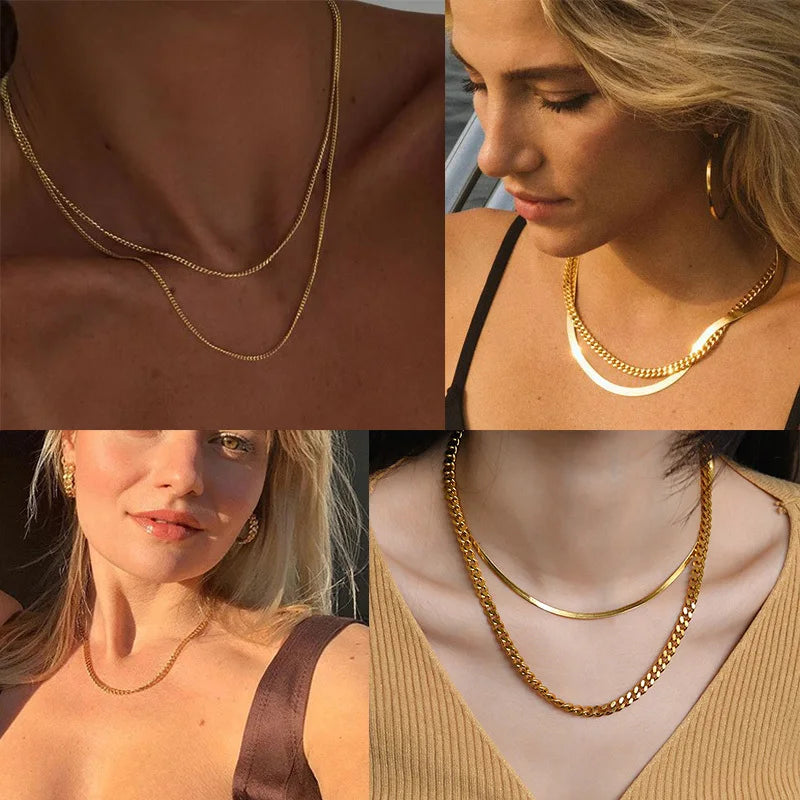 Cuban Chain Necklace for Men & Women – Gold Stainless Steel Curb Choker