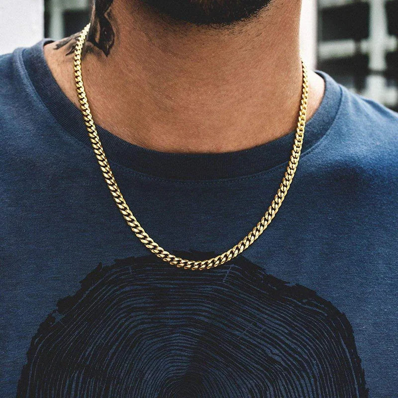 Cuban Chain Necklace for Men & Women – Gold Stainless Steel Curb Choker