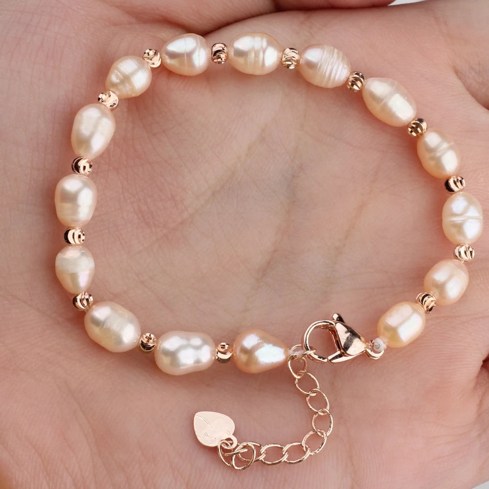 Natural Freshwater Pearl Adjustable Bracelet for Women & Girls