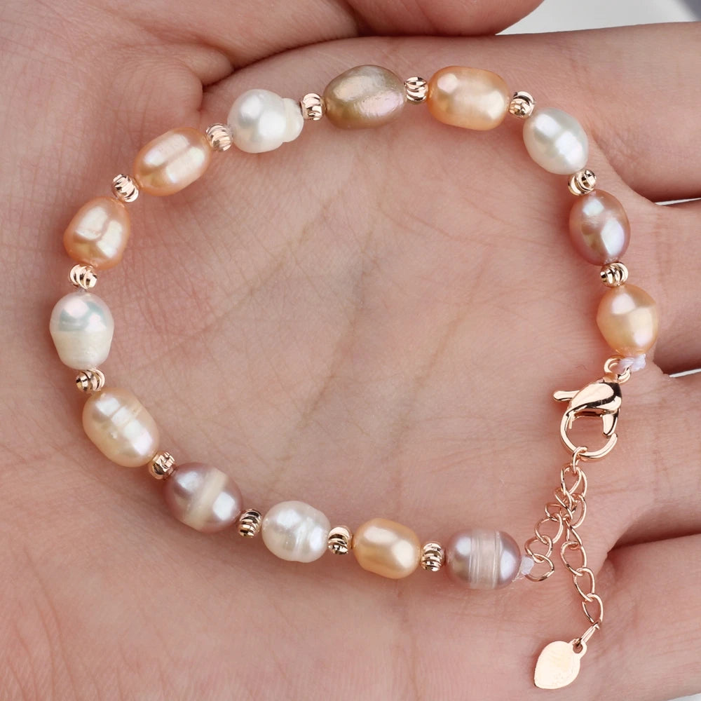 Natural Freshwater Pearl Adjustable Bracelet for Women & Girls
