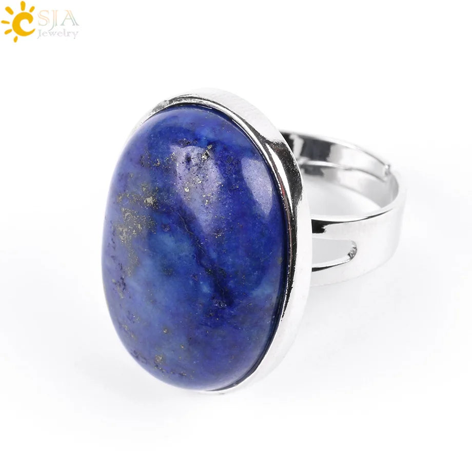 Natural Gemstone Reiki Ring for Men & Women – Quartz & Obsidian