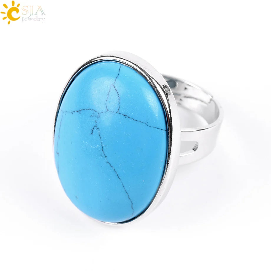 Natural Gemstone Reiki Ring for Men & Women – Quartz & Obsidian