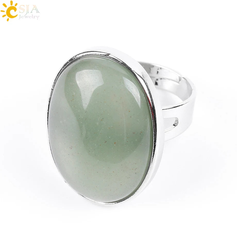 Natural Gemstone Reiki Ring for Men & Women – Quartz & Obsidian