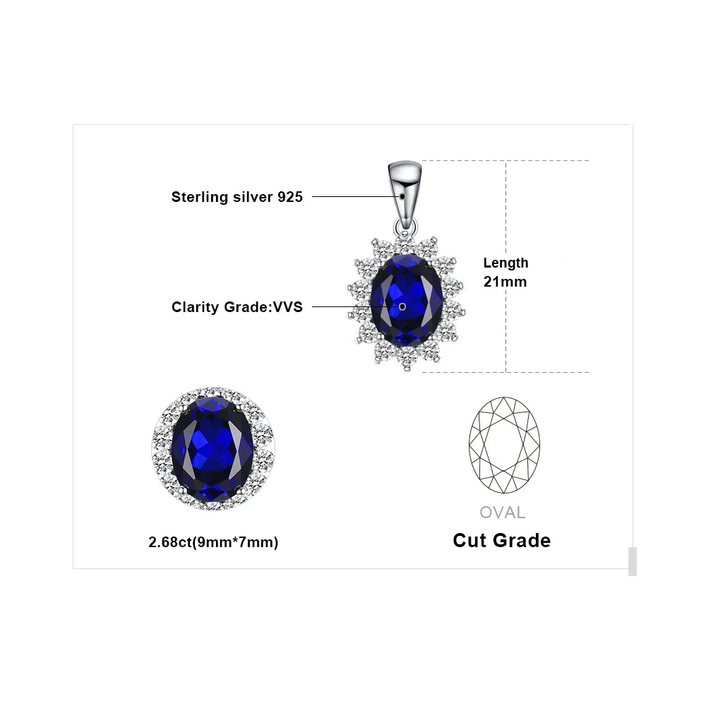 Diana Blue Sapphire Ruby Emerald Pendant – Sterling Silver (No Chain)