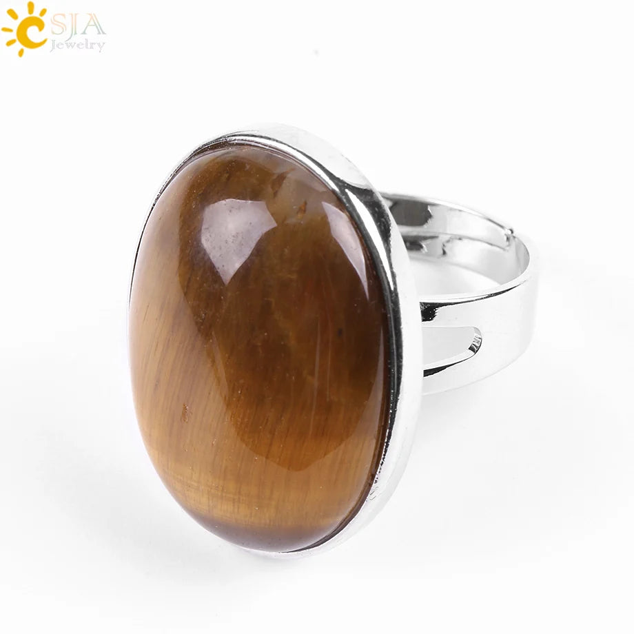 Natural Gemstone Reiki Ring for Men & Women – Quartz & Obsidian