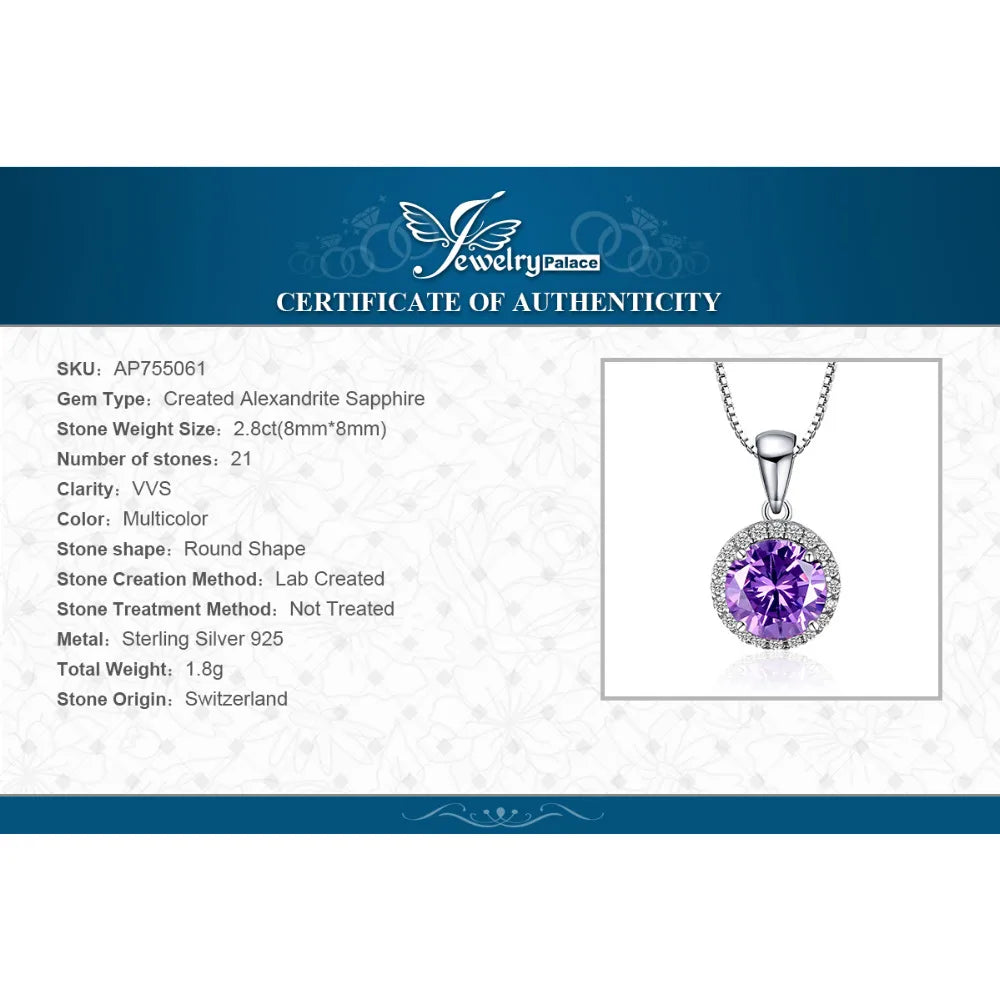 Alexandrite & Sapphire Sterling Silver Pendant Necklace