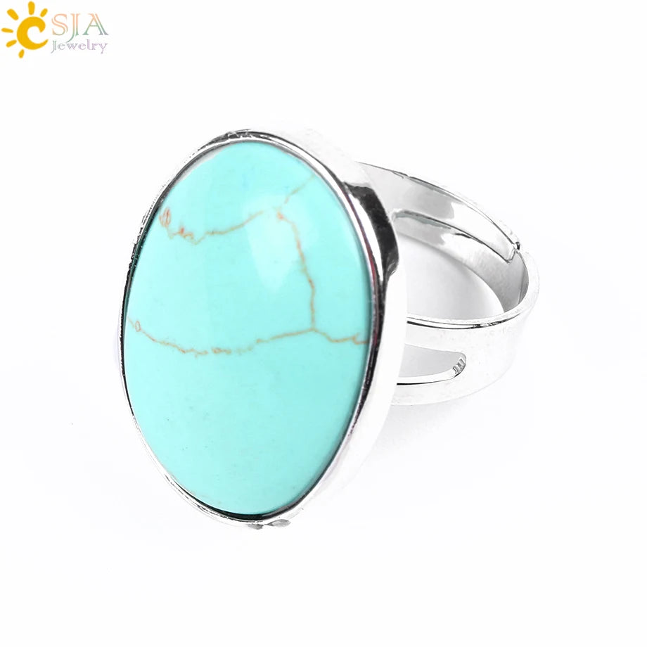Natural Gemstone Reiki Ring for Men & Women – Quartz & Obsidian