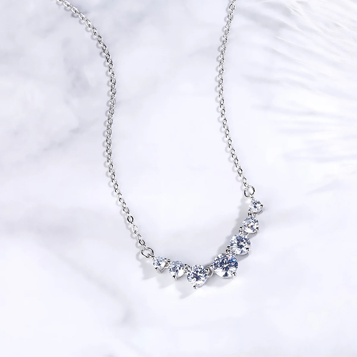 Halo Moissanite Silver Necklace – Certified Diamond-Like Pendant