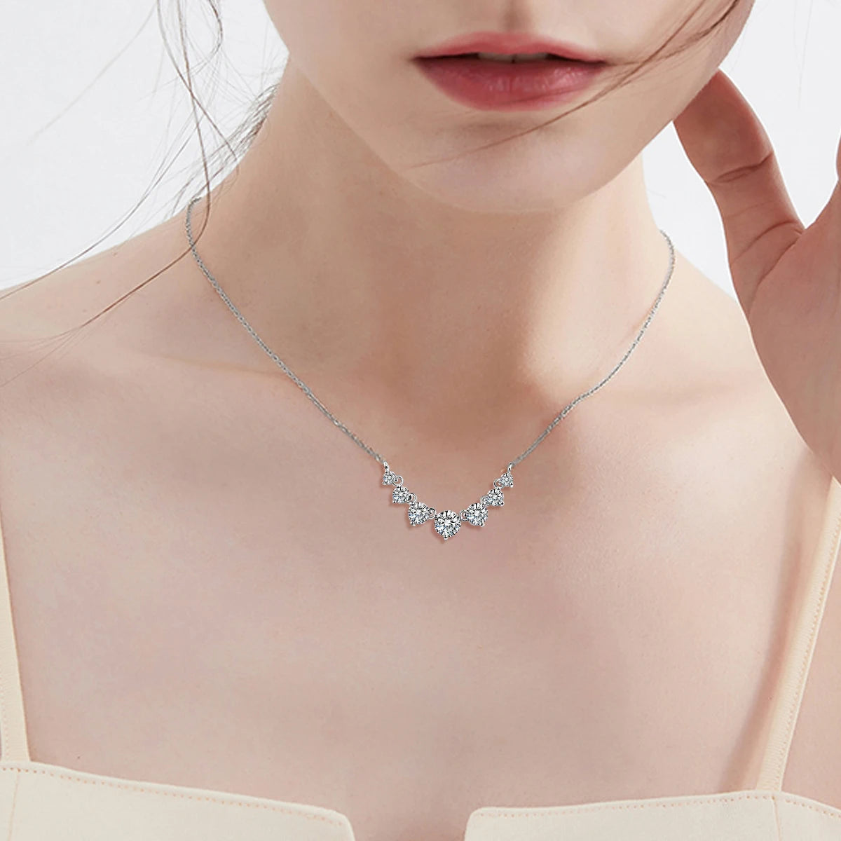 Halo Moissanite Silver Necklace – Certified Diamond-Like Pendant