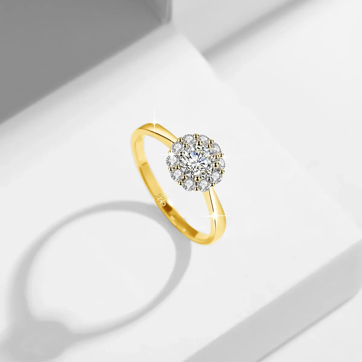 Luxury Moissanite Flower Engagement Ring: Elegant Sterling Silver Wedding Jewelry
