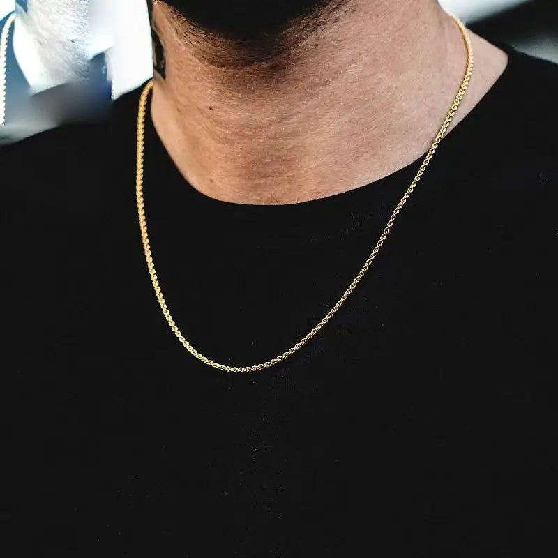 Gold Plated Sterling Silver Diamond-Cut Rope Necklace