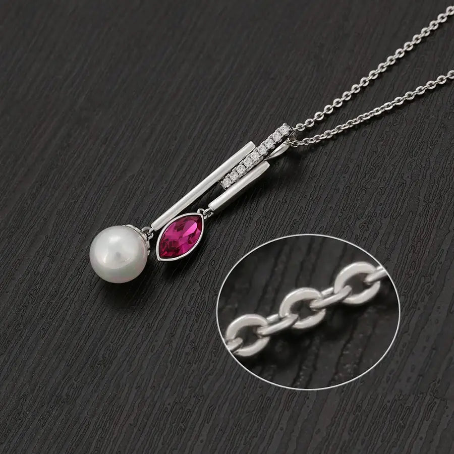 New Imitation Pearl & Crystal Pendant Necklace for Women
