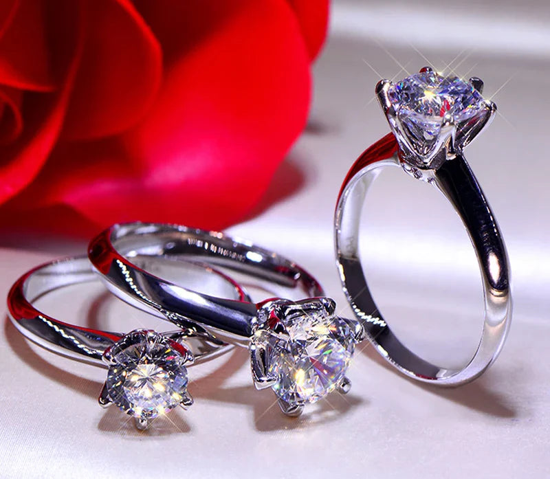 Exquisite Moissanite Solitaire Engagement Ring in Luxury Platinum Wedding Band