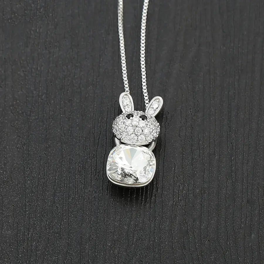 Platinum Animal-Shaped Crystal Pendant Necklace for Women