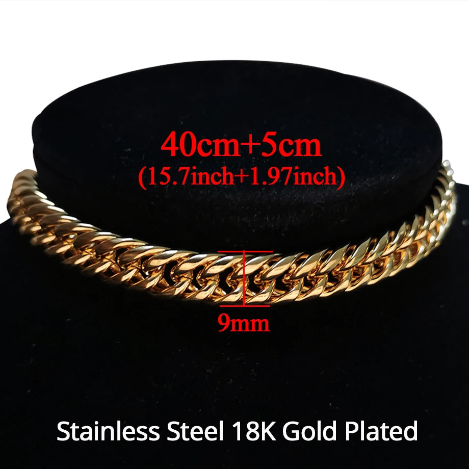 Chunky Cuban Link Choker Necklace – Gold Stainless Steel for Men & Women