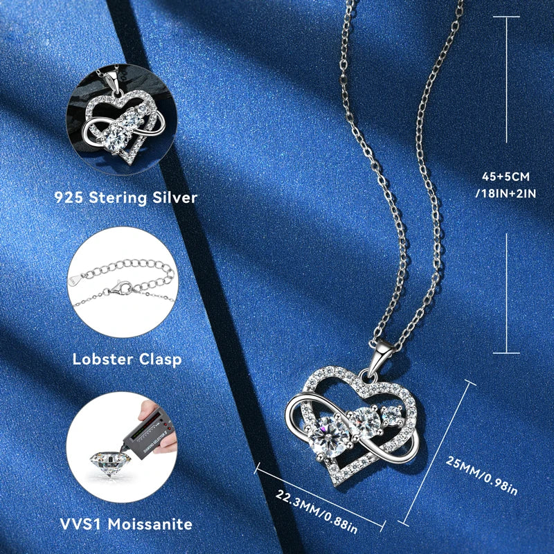 Heart Pendant Necklace, 925 Sterling Silver, Women’s Jewelry Gift