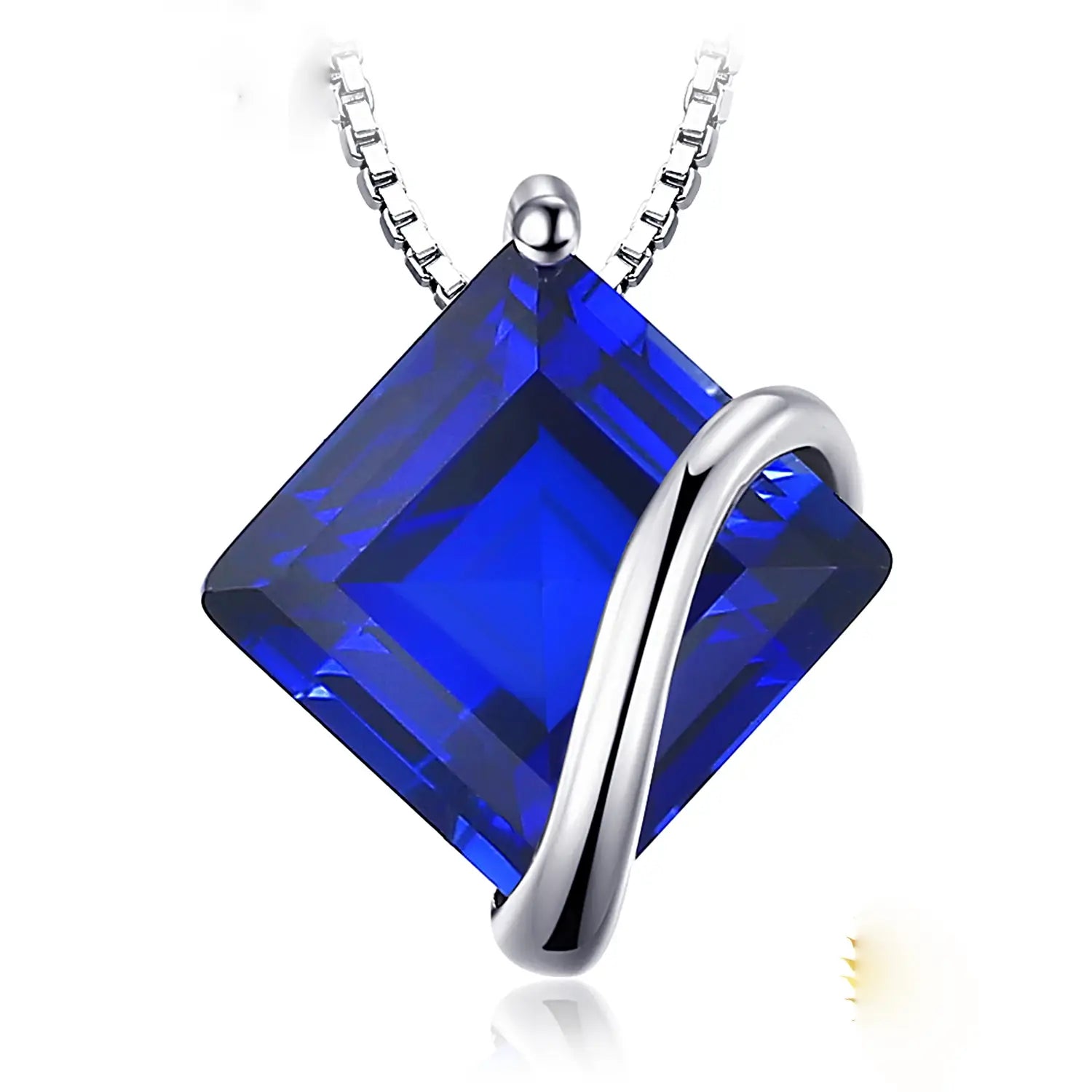 Blue Sapphire 925 Silver Pendant Necklace for Women