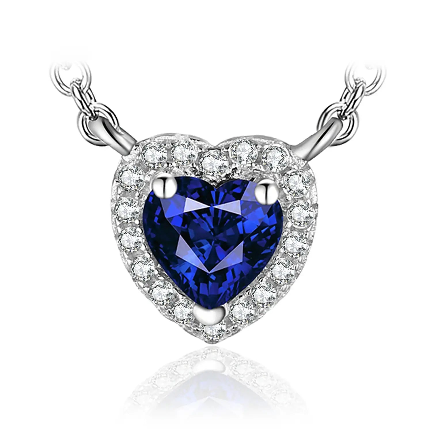 Blue Sapphire Sterling Silver Pendant Necklace for Women