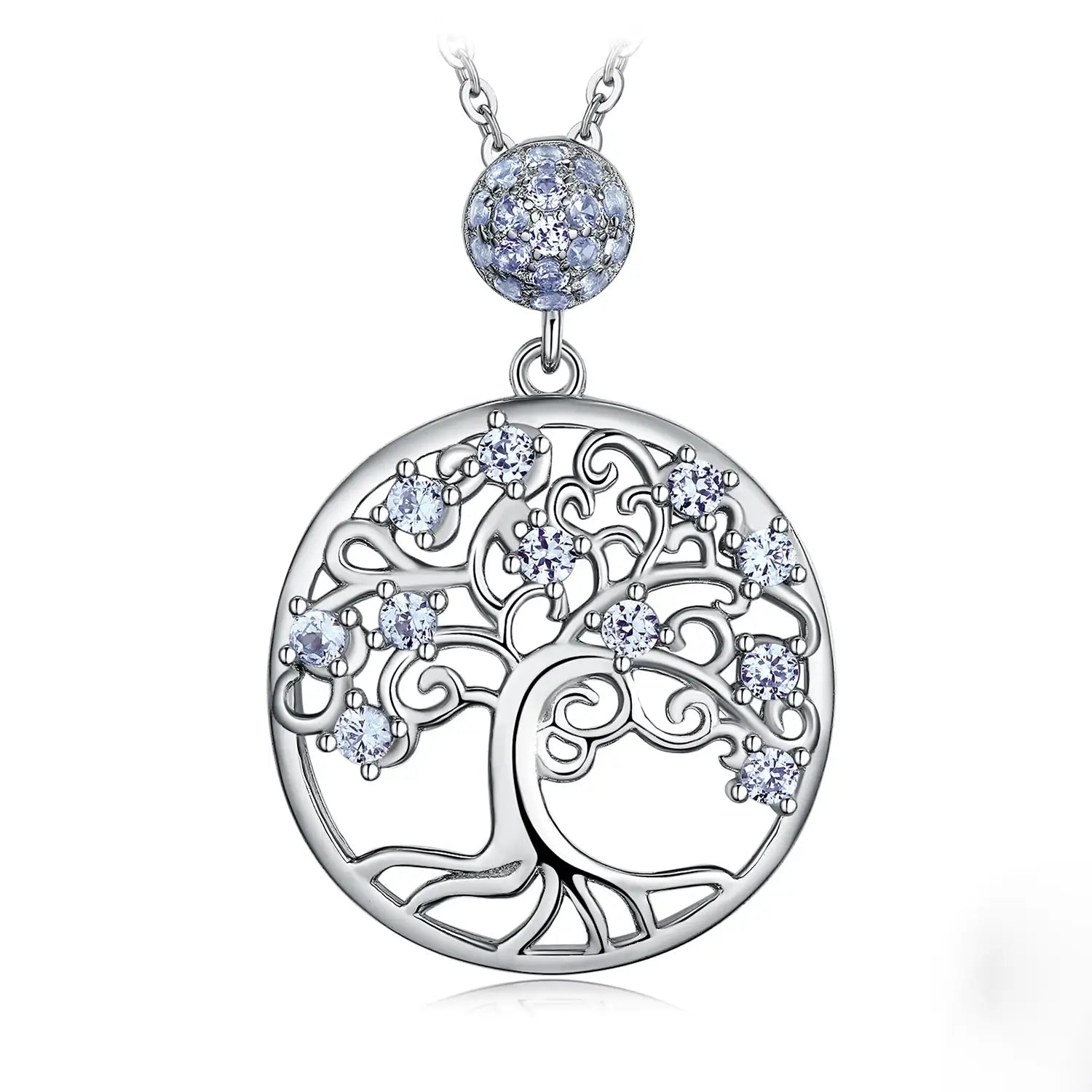 Blue Spinel Sterling Silver Tree of Life Pendant Necklace (No Chain)