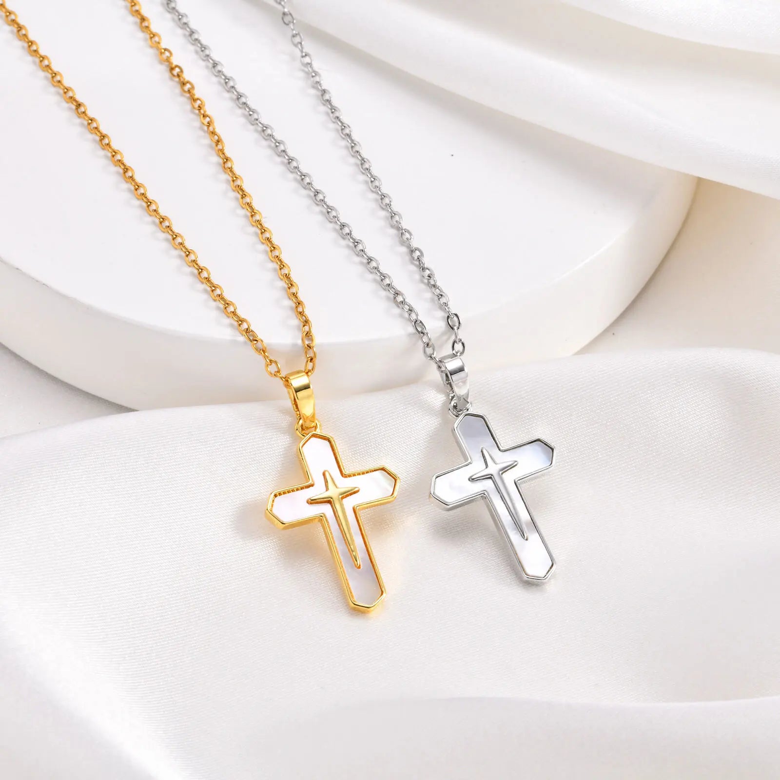 Gold Plated Christian Cross Necklace for Women