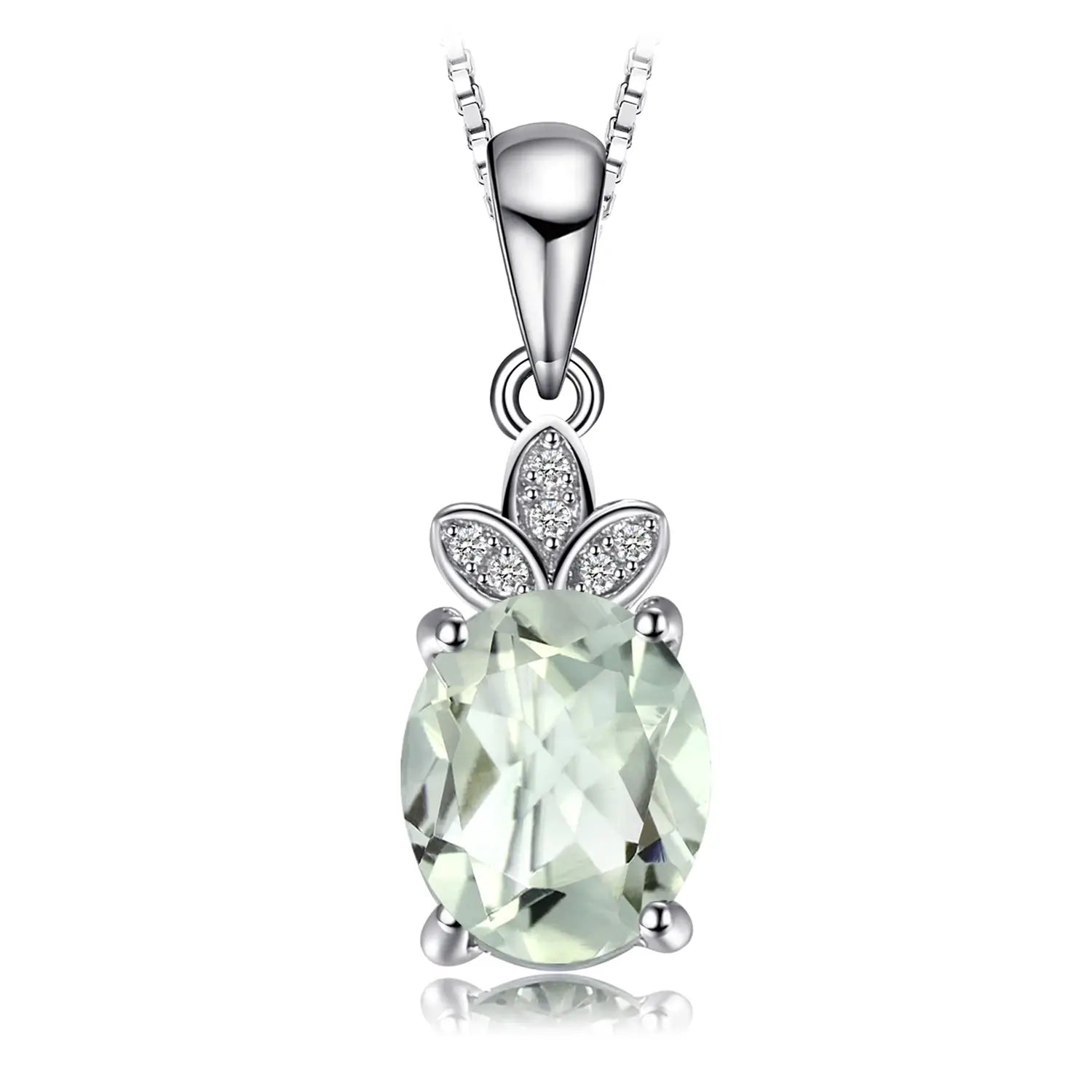 Green Amethyst & White Topaz Sterling Silver Pendant