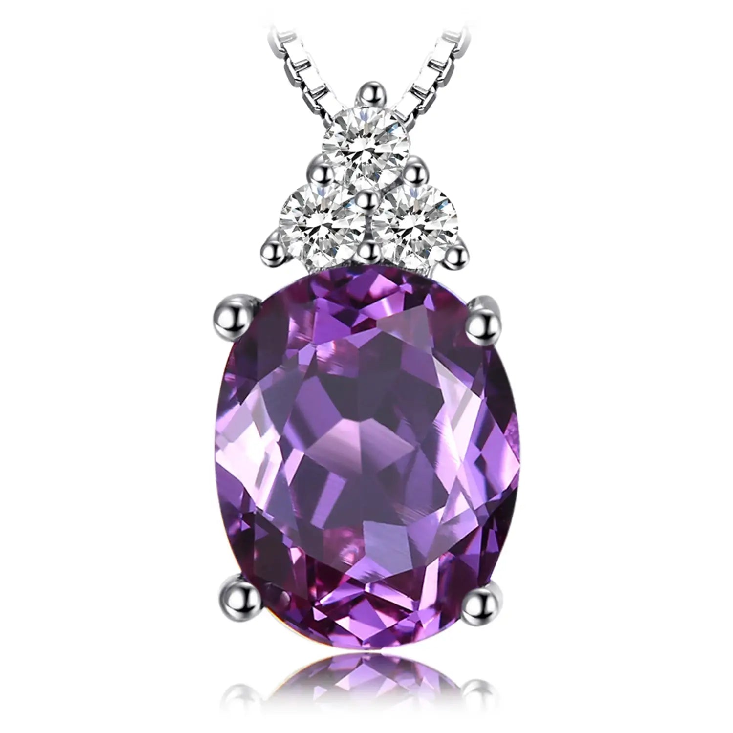 Oval Purple Alexandrite Sapphire Pendant – Sterling Silver, No Chain