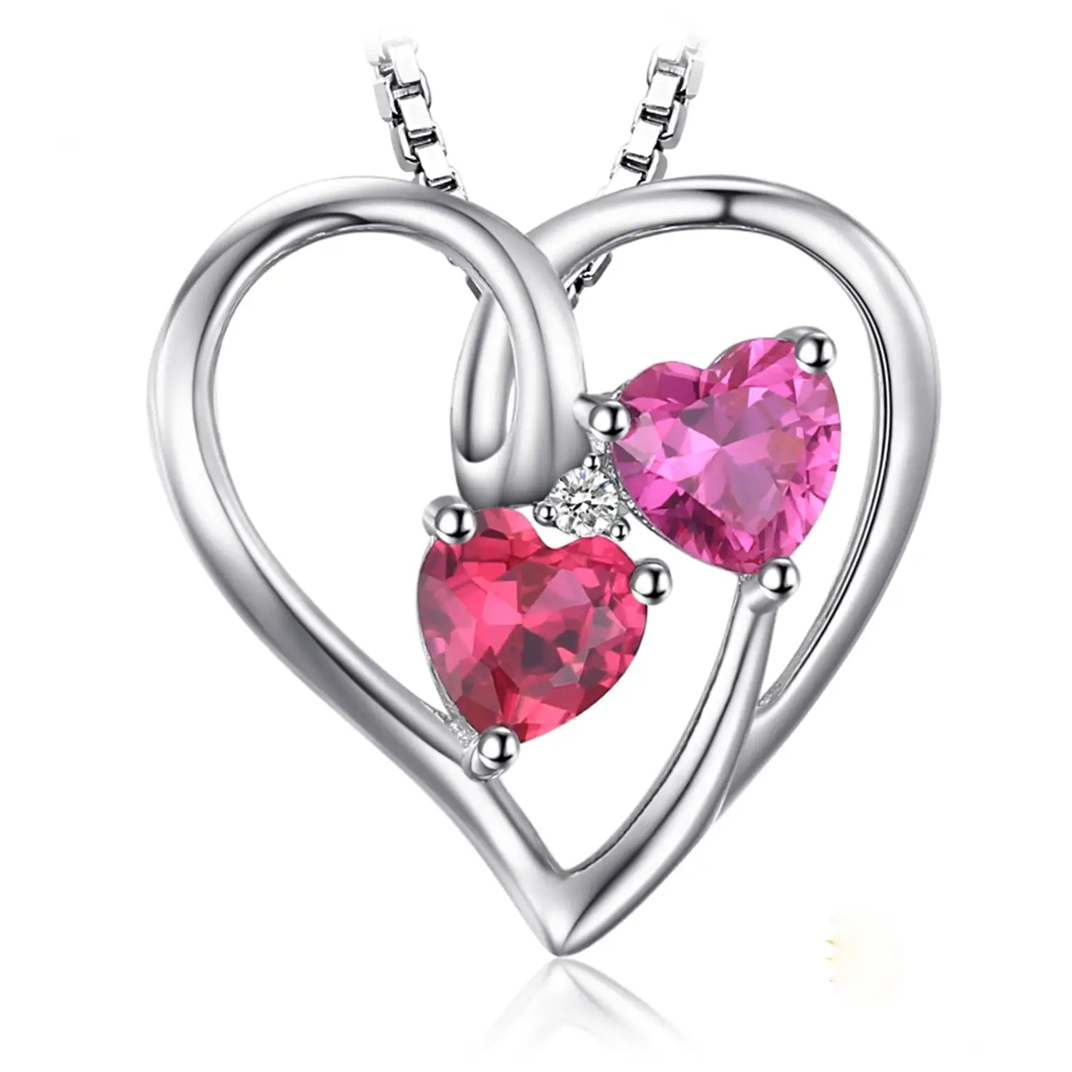 Ruby Pink Sapphire Heart Pendant Necklace – Sterling Silver