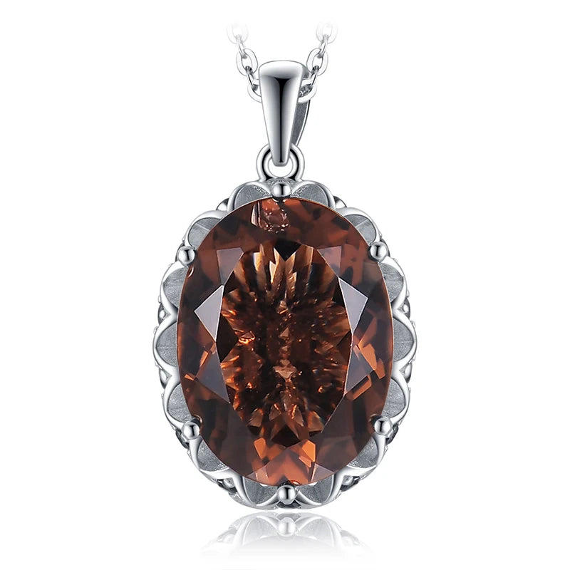 Smoky Quartz Pendant Necklace – Silver Statement Gemstone