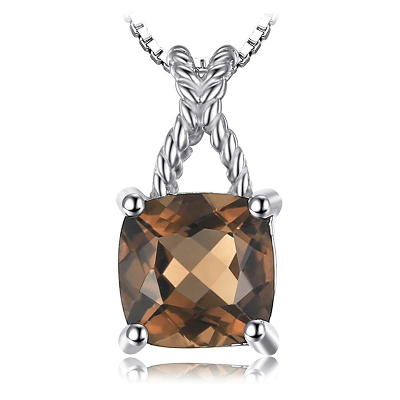 Smoky Quartz Sterling Silver Pendant Necklace – No Chain