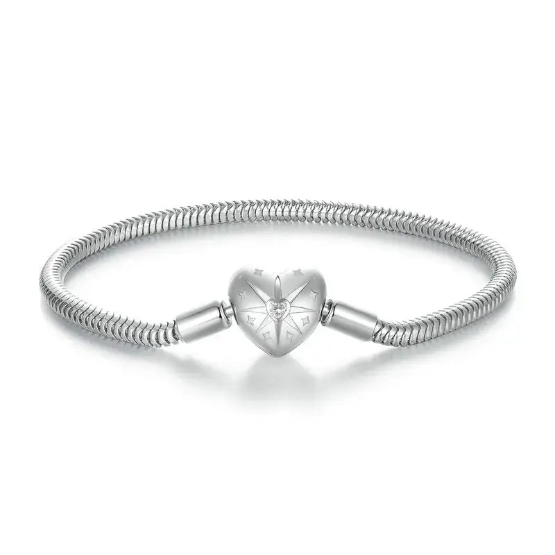 Sterling Silver 3mm Snake Chain Charm Bracelet for Women