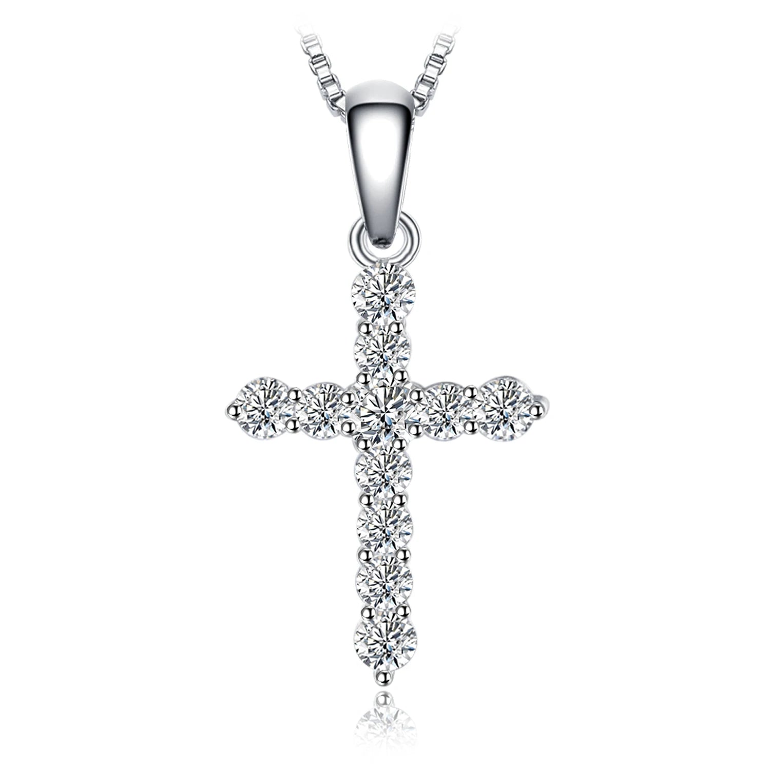 Sterling Silver CZ Statement Necklace with Diamond-Look Pendant