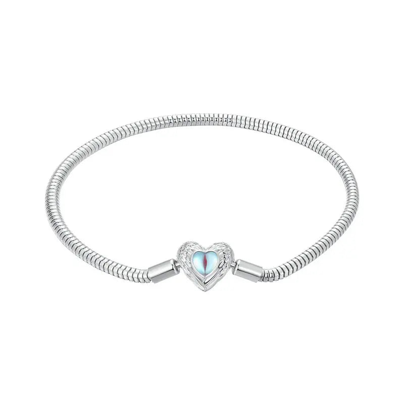 Sterling Silver Heart & Snake Charm Bracelet with DIY Beads