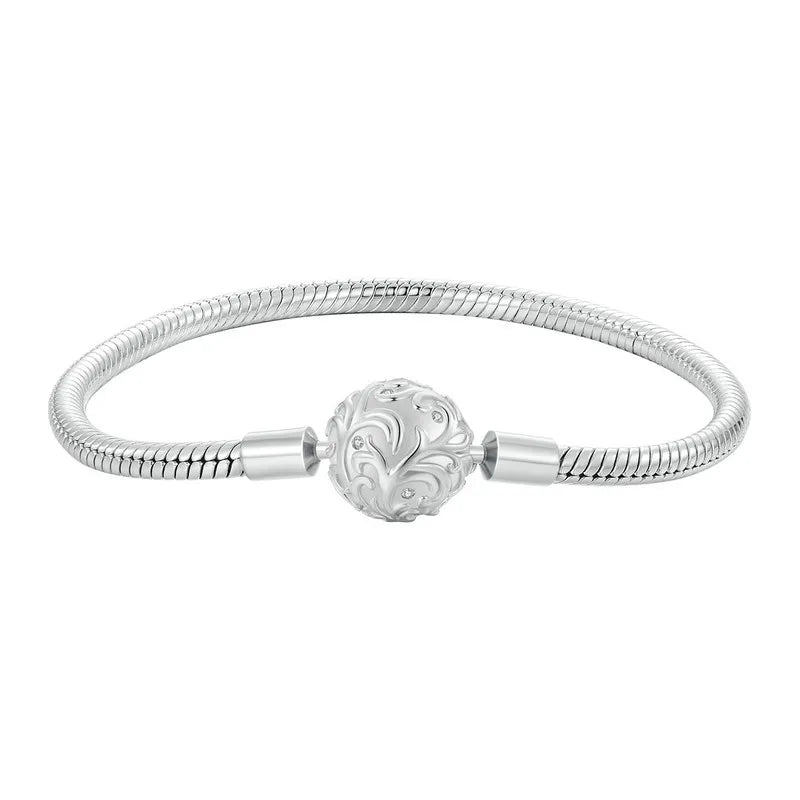 Sterling Silver Snake Chain Charm Bracelet – Retro Palace Clasp