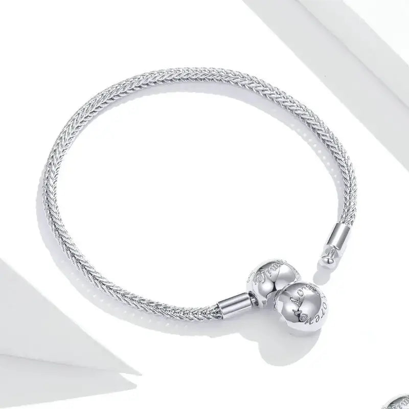 Sterling Silver Snake Charm Bracelet with Safety Chain – DIY Jewelry
