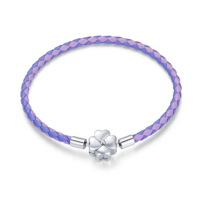 Three-Color Leather Clover Bracelet – Women’s Lucky Jewelry
