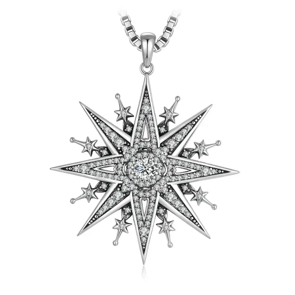 Vintage Gothic North Star Sterling Silver Pendant
