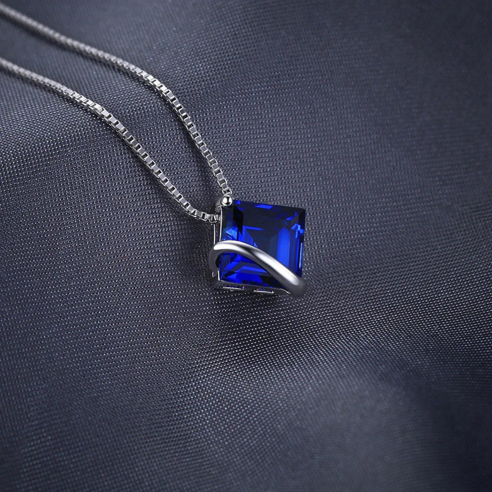 Blue Sapphire 925 Silver Pendant Necklace for Women