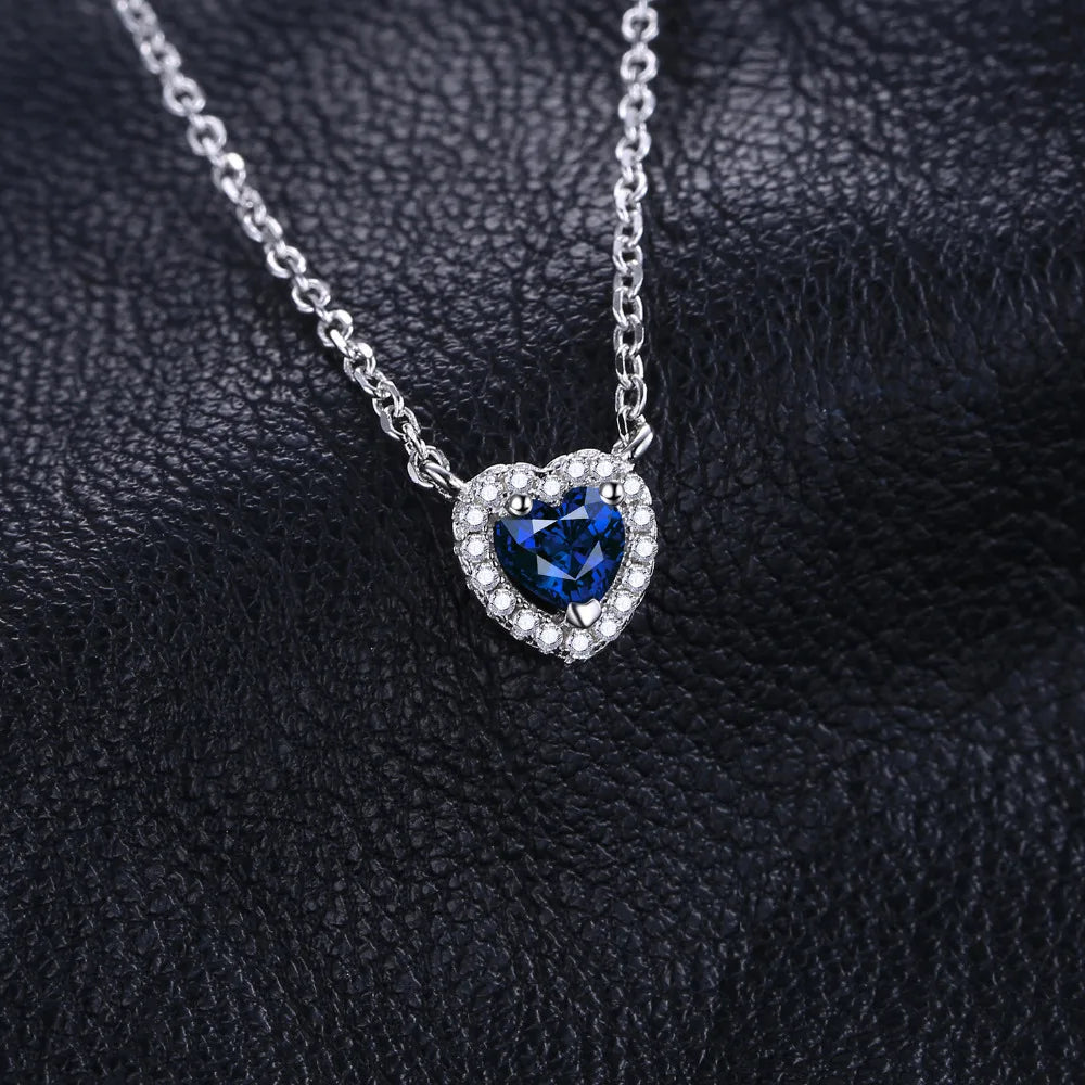 Blue Sapphire Sterling Silver Pendant Necklace for Women