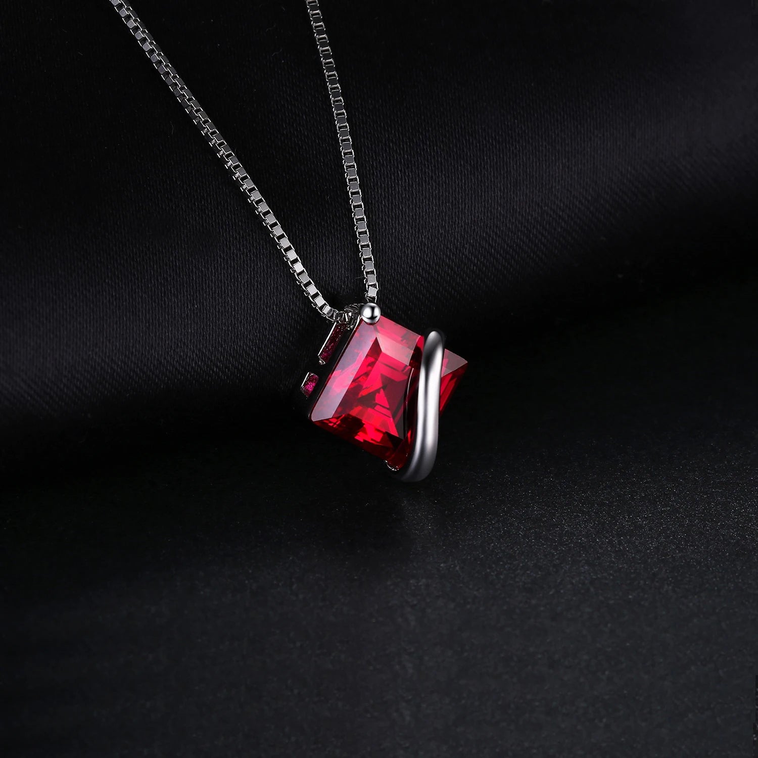 Red Ruby Sterling Silver Pendant Necklace – Gemstone Choker