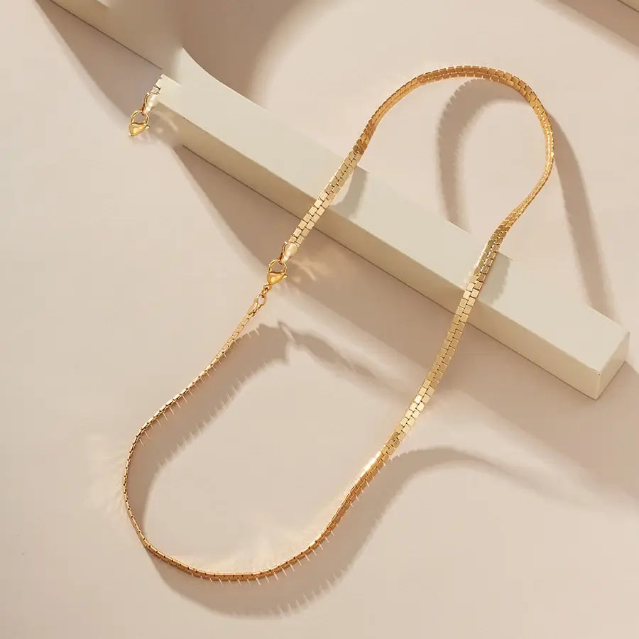 Simple 50cm Snake Chain Necklace – Unisex Copper Alloy Charm