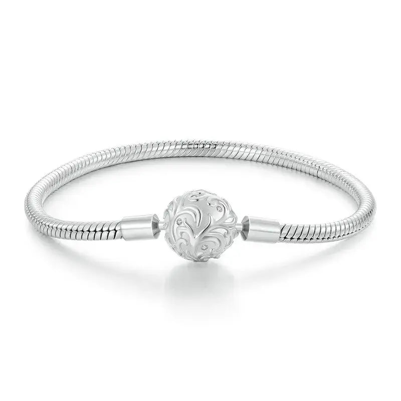Sterling Silver Snake Chain Charm Bracelet – Retro Palace Clasp