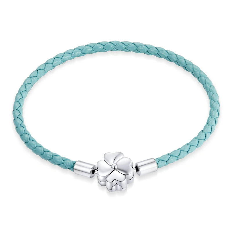 Three-Color Leather Clover Bracelet – Women’s Lucky Jewelry