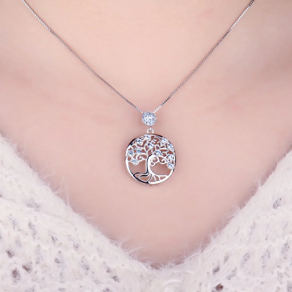 Blue Spinel Sterling Silver Tree of Life Pendant Necklace (No Chain)