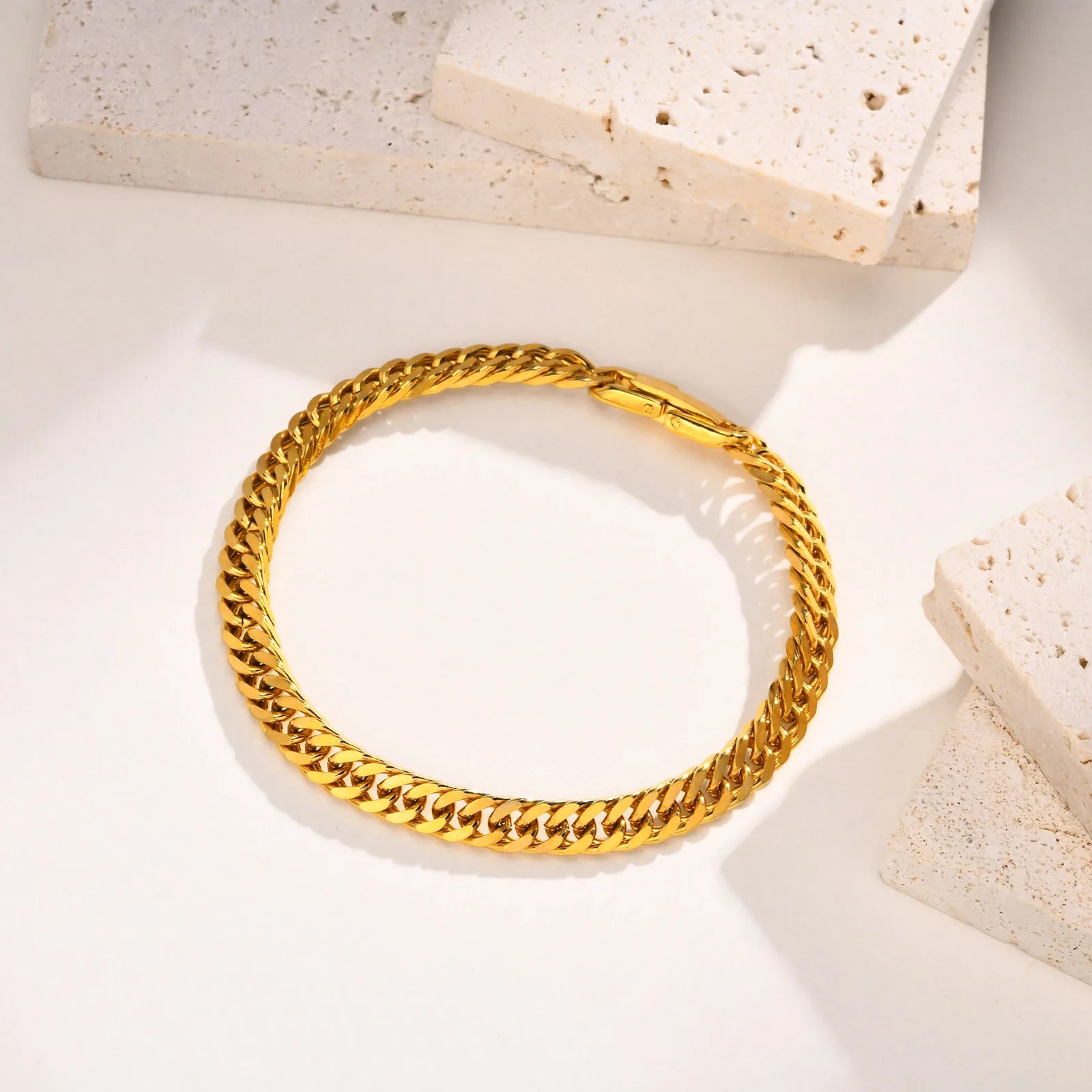 Cuban Link Chain Bracelet for Women – Gold Stainless Steel Fashion Jewelry