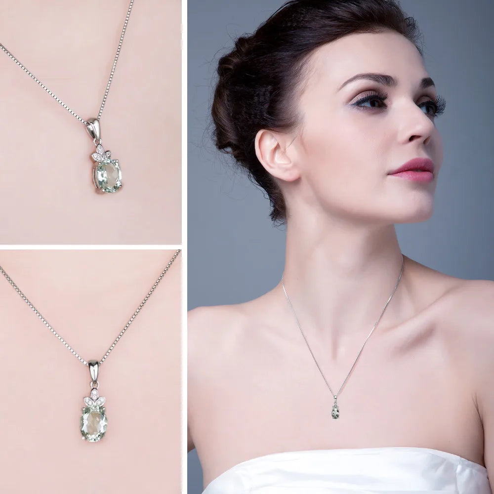 Green Amethyst & White Topaz Sterling Silver Pendant