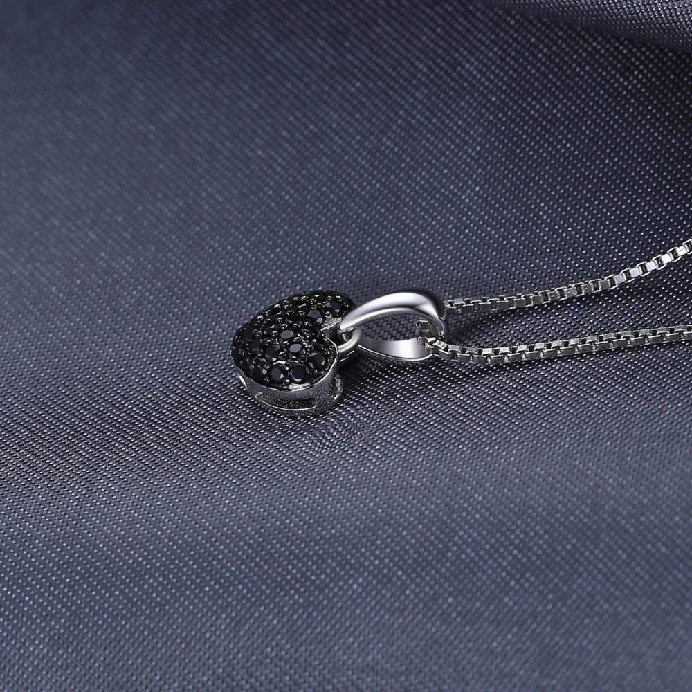 Heart-Shaped Black Spinel Sterling Silver Pendant Necklace