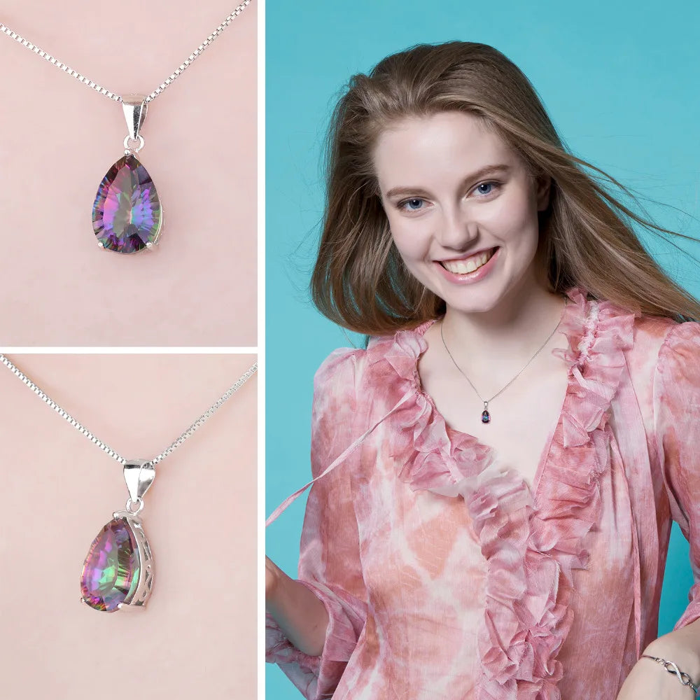Rainbow Mystic Quartz Sterling Silver Pendant – Women’s Fashion Gift