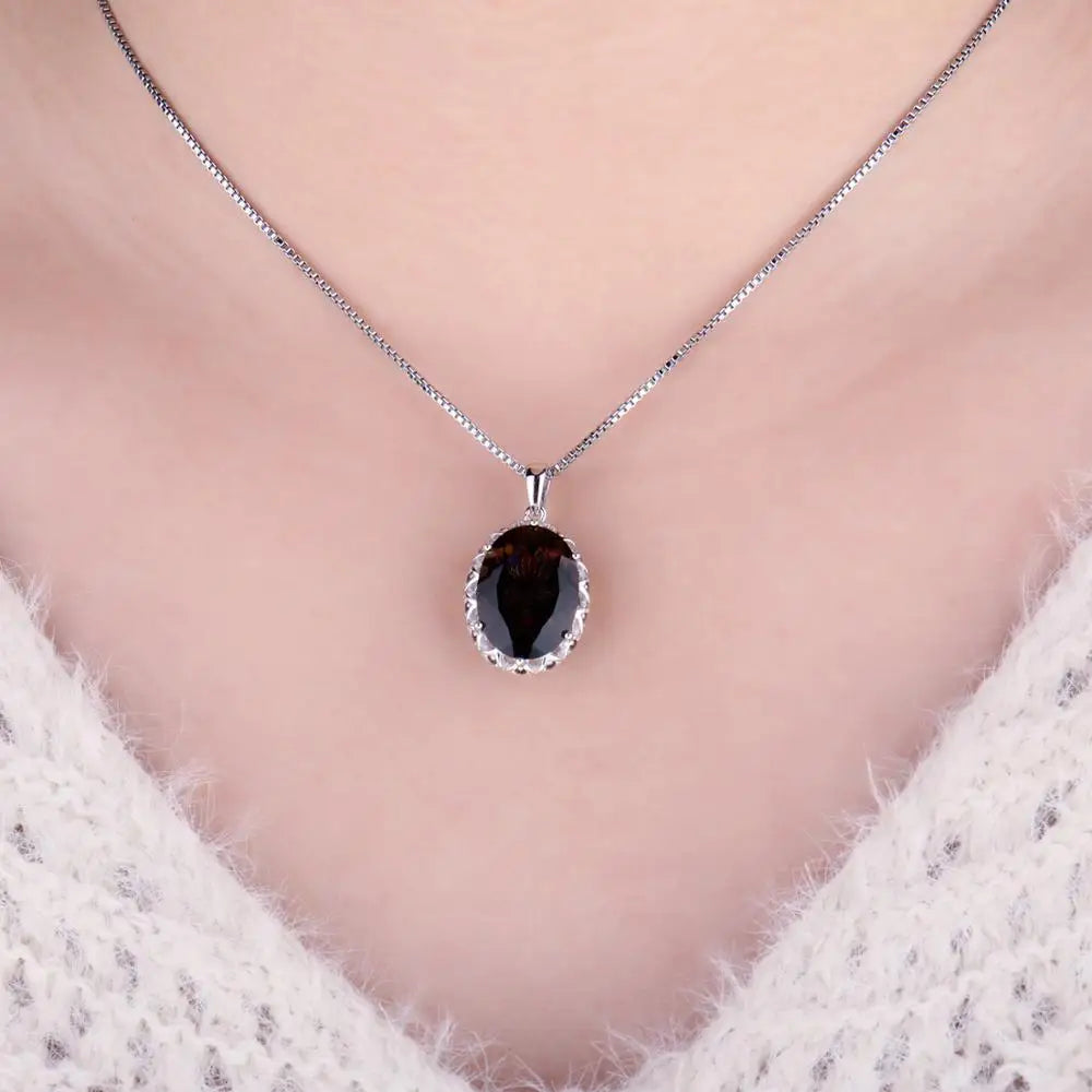 Smoky Quartz Pendant Necklace – Silver Statement Gemstone