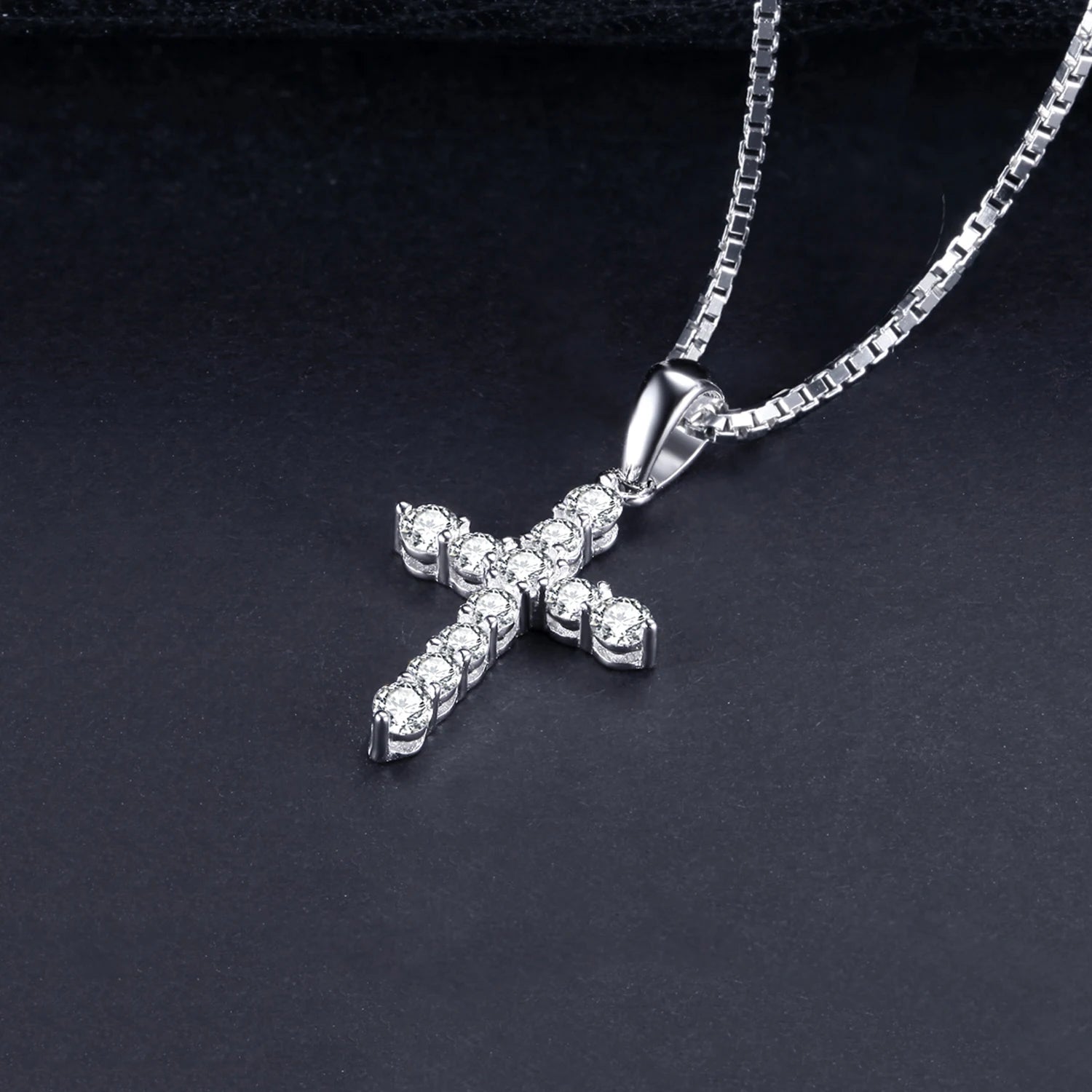 Sterling Silver CZ Statement Necklace with Diamond-Look Pendant