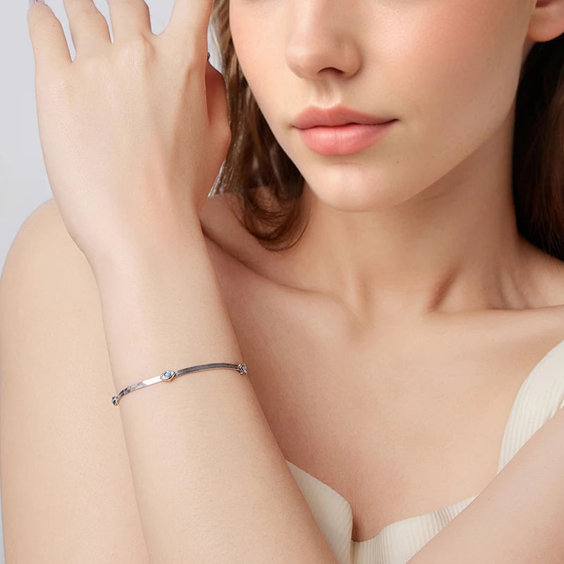 Sterling Silver Devil's Eye Turquoise Bracelet – Adjustable Bangle